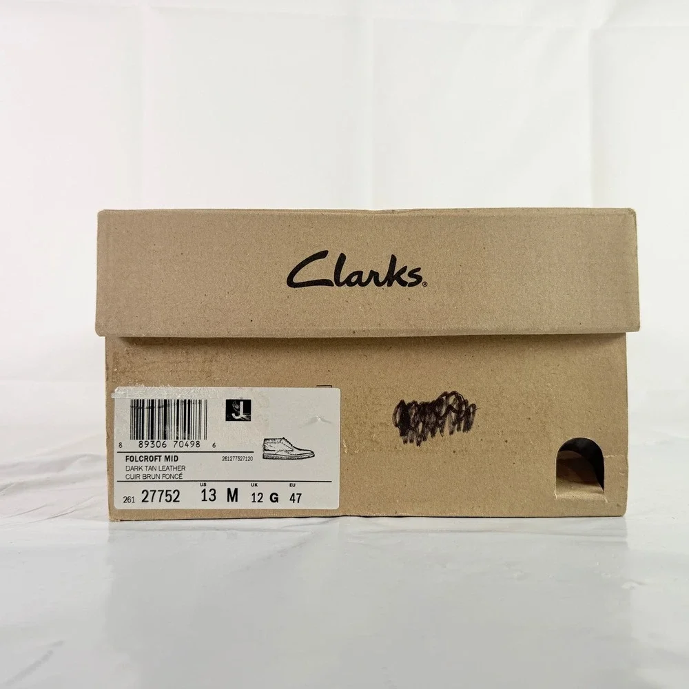 Clarks Men Folcroft Mid Dark Tan Leather Chukka Boots Size 13 M New